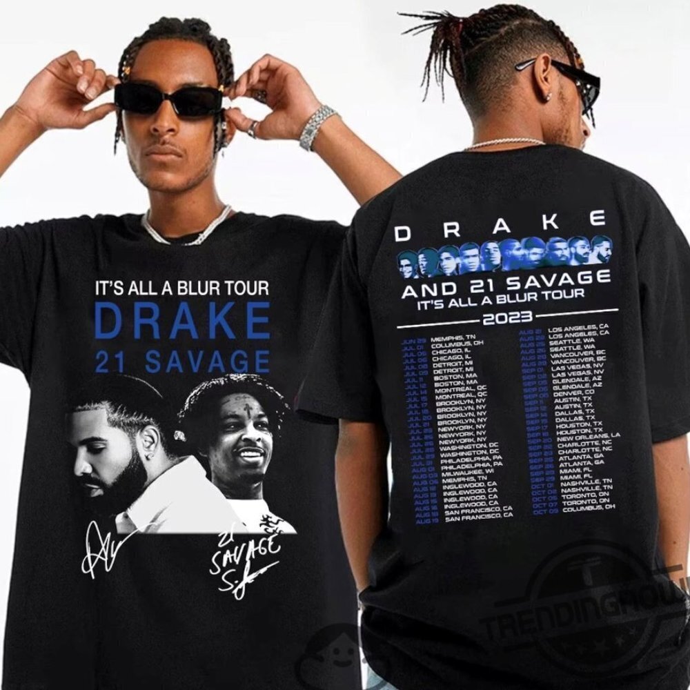 Drake 21 Savage Tshirt 2 Sided Its All A Blur Tour Shirt Hip Hop Music
